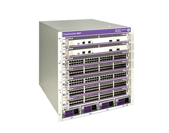 Product image showing Alcatel Lucent Enterprise's OmniSwitch 9900, which has a high density chassis ideal for data centres