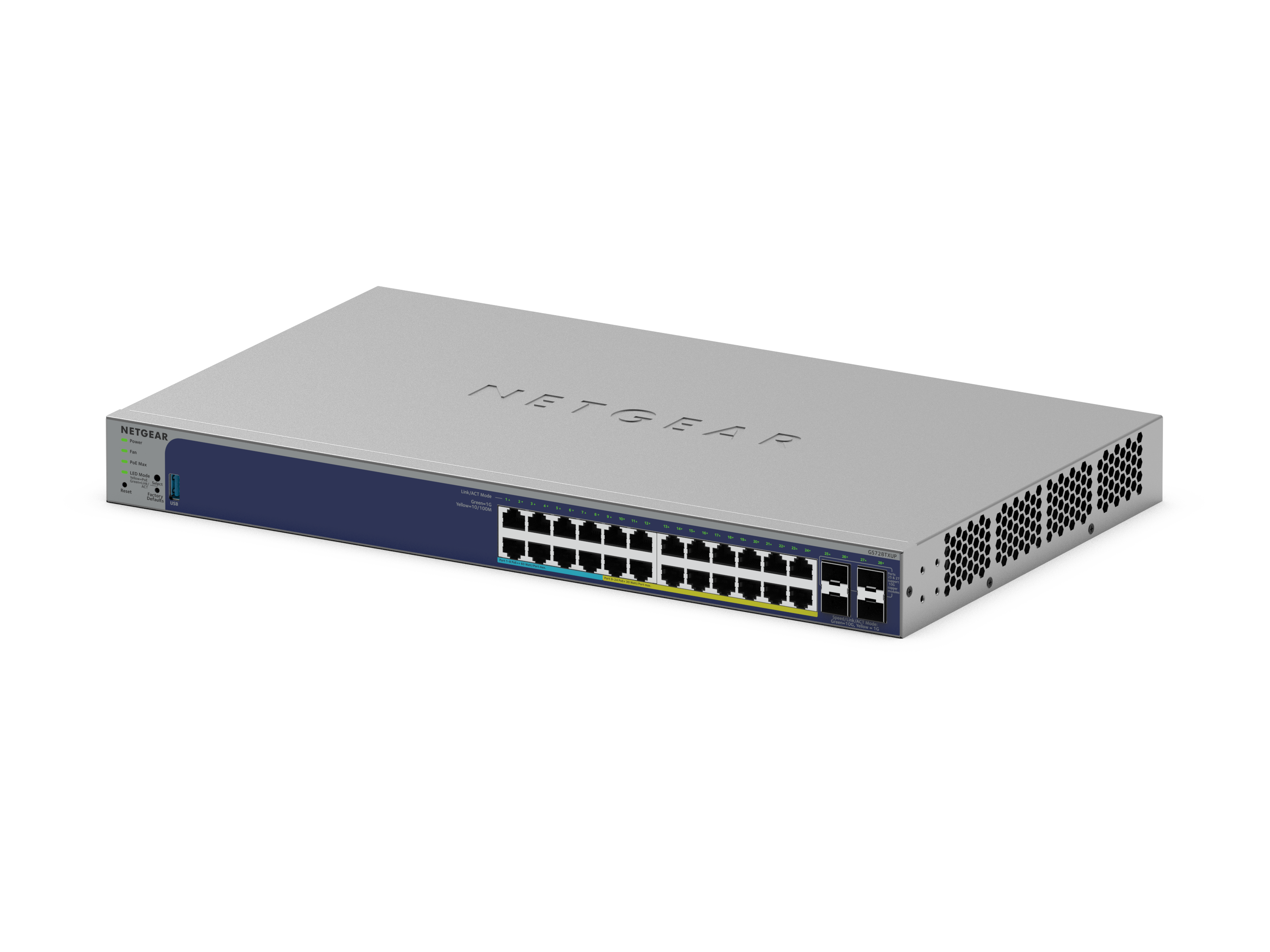 24-Port Gigabit PoE+ and PoE++ Smart Switch w/optional Remote/Cloud Management and 4 SFP+ Ports (420W)